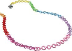 Rainbow Chain Necklace Playful Multicolor Necklaces With Charms, Multicolor Metal Charm Necklace With Adjustable Chain, Multicolor Metal Necklace With Adjustable Chain, Adjustable Hypoallergenic Metal Necklaces, Multicolor Adjustable Charm Necklaces, Adjustable Multicolor Charm Necklace, Adjustable Multicolor Charm Necklace For Friendship, Playful Adjustable Silver Necklace, Trendy Multicolor Adjustable Charm Necklaces