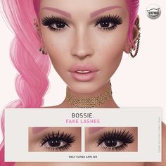 the fake lashes are very long and have pink hair