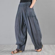 Comfortable, One of Kind. Pants online shop,|Street|Viscose rayon|Solid Color|Full Length|Pocket|Elastic|Harem|Female|Black Gray|Black Blue|One Size|Spring/Fall|Hand Wash|Watermelon Red Bagy Pants, Trousers Baggy, Linen Harem Pants, Casual Beach Wear, Black Cotton Dresses, Linen Bottoms, Harem Pants Women, Pants Outfit Casual, Gym Clothes Women