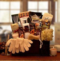 a basket filled with lots of goodies on top of a table