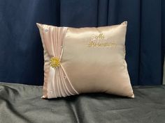 a pillow with the word mr and mrs written on it