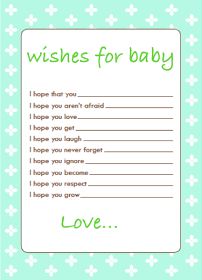 a baby wish card with the words wishes for baby