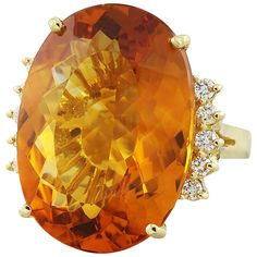 Stamped: 14K Total Ring Weight: 9.5 Grams Citrine Weight 31.80 Carat (25.80x18.20 Millimeters)Diamond Weight: 0.60 carat (F-G Color, VS2-SI1 Clarity )Face Measures: 25.80x22.50 Millimeter SKU: [600662] Yellow Gold Diamond Ring, Gold Diamond Ring, Lovely Ring, Color Ring, Gold Diamond Rings, Diamond Earrings Studs, Diamond Studs, Paper Lamp, Precious Metals