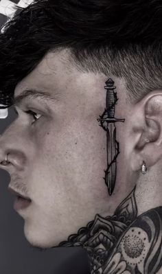 Jaw Line Tattoo, Women Sideburns, Sideburn Tattoo, Mens Face Tattoos, Tattoo Ideas Men, Small Face Tattoos, Chicanas Tattoo, Face Tats, Small Neck Tattoos