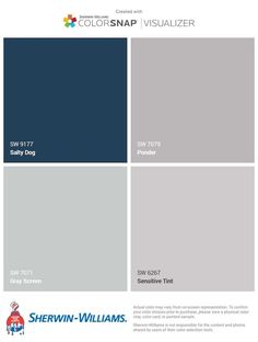 the color scheme for sherylin williams's colorsnap visualizer, which includes