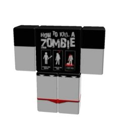 a cardboard box with instructions for how to kill a zombie on the front and back