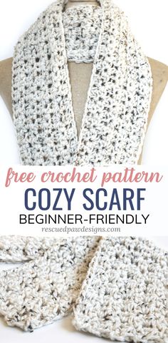 the free crochet pattern for this cozy scarf is so easy to make