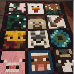 a quilt made to look like an old video game character