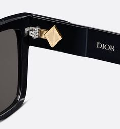 The CD Diamond S3F sunglasses with gray lenses enhance the line with a square shape featuring contemporary appeal. The black and crystal-tone acetate frame showcases temples engraved with the CD Diamond motif and embellished with an interplay of transparency and diamond-shaped details. The CD Diamond interior hinge in gold-finish metal completes the tailoring-inspired sunglasses.. Black Square Sunglasses, Sunglasses Dior, Gray Lenses, Diamond Shaped, Black Square, Grey Lenses, Square Shape, The Line, Gold Finish