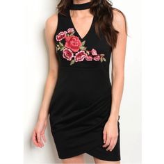 Women’s Black Mini Dress Final Price - Do Not Send Offer For Lower Price It Will Be Declined Black Floral Print Bodycon Dress For Night Out, Black V-neck Bodycon Dress For Spring, Spring Black Floral Print Bodycon Dress, Black Mini Dress, Black Mini, Mini Black Dress, Halter Dress, Colorful Dresses, Womens Sizes