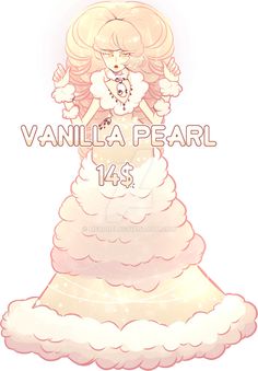 a drawing of a woman in a wedding dress with the words vanilla pearl on it