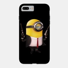 a phone case with a minion holding a magnifying glass in it's hand