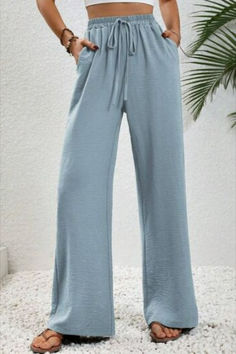 Wide Leg Drawstring Pants, Drawstring Pants