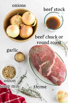 the ingredients needed to make this recipe include beef, onion, garlic, and seasoning