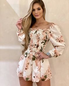 Casual Rompers, Ruffled Sleeve Top, Casual Dress, Short Dresses, Floral Print, Floral Prints, Rompers