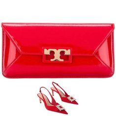 Limited Edition Tory Burch Clutch Beautiful Shiny Patent Leather Flap Top With Logo Plaque; Magnetic Closure Color: Cherry Apple Approx. Measurements: 10.4"L X 1"W X 5.2"H Interior - One Zipper And One Slip Pocket; Three Card Slots Shoes Are Sold Separately - Check Them Out. This Clutch Is New And Perfect In Every Which Way, There Shouldn’t Be Any Reasons For Returns. This Clutch Is Described To The Best Of My Knowledge. Please Ask Questions! **Not Eligible For Bundle Discount** Price Is Firm! S Yellow Clutch, Tory Burch Kira Chevron, Tory Burch Clutch, Cherry Apple, Kira Chevron, Tory Burch Purse, Tory Burch Kira, Red Clutch, Phone Wristlet