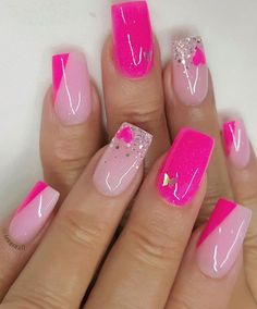 These fabulous nail art designs are super unique and glamorous, these will give you the trendy looks and give your nails a whole new... Pink Nail Art Designs, Nails Valentines, Valentine Nail Art, Nail Designs Valentines, Pink Nail Art, Her Nails, Short Acrylic Nails Designs, Nail Designs Glitter, Pink Acrylic Nails