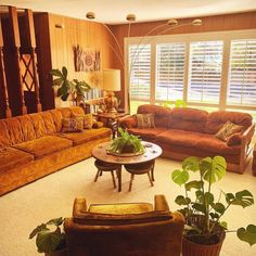 a living room filled with lots of furniture and plants