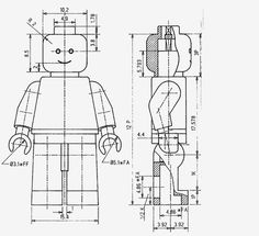 a drawing of a lego figure with measurements