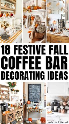 coffee bar decorated with pumpkins and other fall decorations