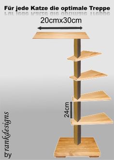 a wooden shelf with four shelves on each side and measurements for the height of it