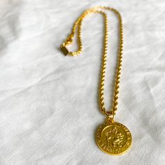 Bellestyle St. Christopher stainless steel gold double rope charm necklace protect us unisex style Spiritual Gold Jewelry For Everyday Use, Gold Pendant Charm Necklace With Rope Chain, St Christopher, Rope Twist, Professional Jewelry, Gold Charm Necklace, Rose Gold Chain, Travel Pouch, Gold Charm