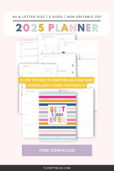 the free printable planner is available for $ 25 and includes 5 pages, including two sheets