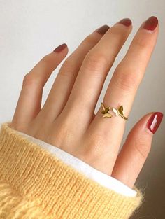 # Free shipping available on order of minimum 3 item from this shop here, https://www.etsy.com/ca/shop/CraftTunesArt?coupon=FREE3 #Butterfly Cuff Ring, Abstract gold statement ring. One size adjustable with front opening. A classic ring, delicate and feminine, 14K goldW H Y ∙ Y O U ' L L ∙ L O V E ∙ I T• It's dainty and can be worn every day• A special piece you'll treasure• High quality materials and attention to detailAll our work is made by hand with Love and Care in our workshopJ E W E L R Y Butterfly Cuff, May Birthstone Rings, Friendship Rings, Cuff Ring, Topaz Engagement Ring, Gold Statement Ring, Couple Jewelry, Butterfly Decorations, Cuff Rings