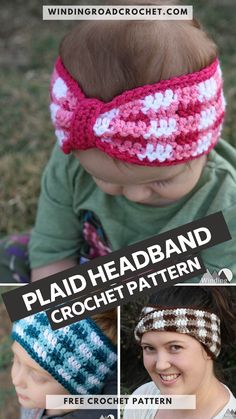 This free crochet pattern for a plaid crochet headband has three different ways to finish the pattern. Crochet Kids, Crochet Ear Warmer, Winding Road, Ear Warmer, Crochet Headband, Crochet For Kids, Crochet Scarves