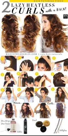 Te van a ahorrar muchísimo tiempo. Tutorial Chignon, Super Easy Hairstyles, Curls No Heat, Overnight Curls, Heatless Curls, Hair Videos Tutorials, Hair Serum