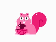 a pink squirrel holding a basketball ball