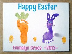 a happy easter card with an image of a bunny and carrot