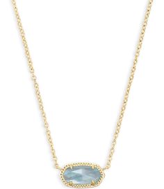 From Kendra Scott&#x2C; this necklace features:A dainty stone and delicate metallic chain combine to create the Elisa Pendant Necklace&#x2C; your new favorite wear-anywhere accessory. This pendant necklace can be paired with any look&#x2C; providing that extra touch of timeless style. Make the Elisa Gold Necklace a staple in your wardrobe and you will not be disappointed.Pendant necklace 14k gold plated over brassLobster claw closureapprox. 0.63& Light Blue Necklace, Elisa Pendant Necklace, Dainty Jewelry Necklace, Kendra Scott Necklace Elisa, Kendra Scott Elisa, Surf Jewelry, Preppy Jewelry, Kendra Scott Necklace, Jewelry Accessories Ideas