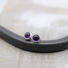 Amethyst 5mm Earrings - sterling silver stud earrings - Gift for her - Tiny purple earrings - Jewelr Silver Earrings With Birthstone For Gift, Purple Hypoallergenic Jewelry For Birthday, Silver Gemstones With Matching Earrings For Gift, Silver Gemstones With Matching Earrings As A Gift, Purple Gemstone Jewelry For Birthday, Amethyst Birthstone Gemstones For Gift, Minimalist Round Stone Earrings For Gift, Minimalist Round Stone Earrings As Gift, Dainty Purple Round Earrings