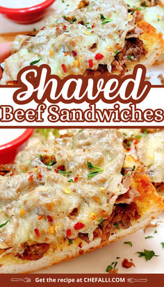 A sandwich made with shaved beef and melted cheese. Recipes Using Shaved Steak, Shaved Beef Steak Recipes, Seasoned Steak