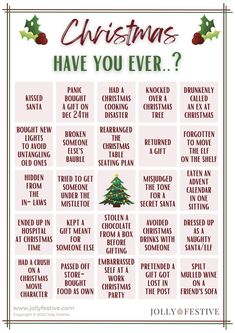 christmas have you ever? printable game for kids and adults to play with the holiday tree