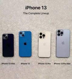 an advertisement for the iphone 13 is shown in three different colors, including blue and white