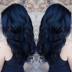 Midnight Blue Hair Color, Midnight Blue Hair, Blue Black Hair Color, Blue Hair Color, Blue Black Hair, Dark Blue Hair, Hair Silver, Hair Color Formulas, Hair White