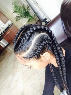 Love the dimensions of these cornrows. Four Feed Ins Braids, Preschool Hairstyles, Cornrow Braids, Cornrows Styles, Styles Braids, Big Braids, Braided Styles, Weave Styles, Girl Braids