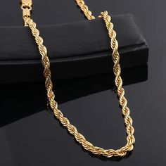 This pristine 18K Gold Rope Chain is crafted with diamond machined grooves, creating a flawless and breathtaking look at first glance. Perfect for pairing with pendants or adding an elegant touch to any outfit. Elegant Rope Chain Link Jewelry, Luxury Formal Rope Chain Jewelry, Formal Figaro Chain Pendant Necklace, Elegant Figaro Chain Pendant Necklace, Luxury Jewelry With Rope Chain Link, Luxury Rope Chain Link Jewelry, 14k Gold Rope Chain Luxury Necklace, Luxury Gold-plated Rope Chain Jewelry, Elegant Gold Rope Chain Necklace