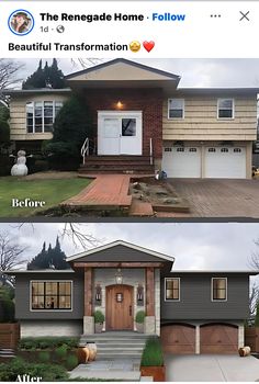 before and after photos of a house