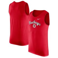 Stay cool and dry during hot weather in this Ohio State Buckeyes tank top. Made by Nike, it features sweat-wicking Dri-FIT technology and a blend of soft, durable fabrics. A vintage Ohio State Buckeyes logo printed on the chest reps your devotion to the team. Vintage Ohio State, Nike Retro, Team T Shirts, Boyfriend T Shirt, Ohio State Buckeyes, Hot Weather, Ohio State, Vintage Nike, White Hoodie