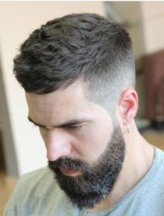 Caesar Haircut, Fade Haircut Styles, Beard Haircut, Mens Hairstyles Medium, Beard Hairstyle, Medium Length Hair Men