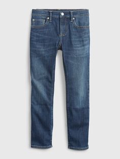 Kids Skinny Jeans with Washwell™ | Gap Gap Everyday Denim Blue Jeans, Gap Classic Jeans For Fall, Gap Washed Denim Bottoms, Classic Dark Wash Gap Jeans, Classic Gap Jeans For Everyday, Gap Dark Wash Denim Jeans, Gap Classic Dark Wash Jeans, Gap Jeans With Five Pockets In Medium Wash, Gap Medium Wash Jeans With Five Pockets