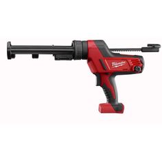 a red and black cordless drill