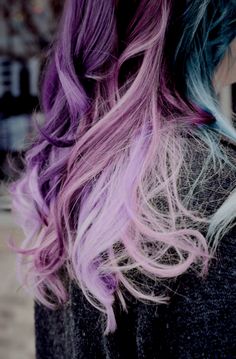 Purple hair Blonde Underneath, Trendy We Fryzurach, Reverse Ombre, Ombre Blonde, Ombre Hair Color, Blonde Ombre, Great Hair