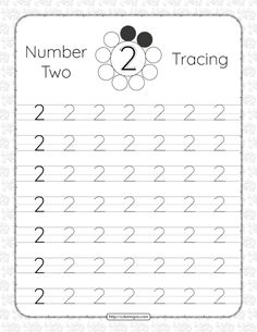 the number two traceing worksheet for numbers 2 and 3, with an image of