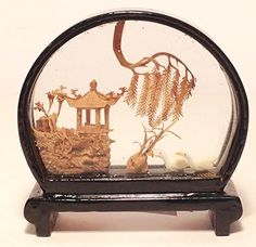 Oriental Mini Cork Sculpture with Ducks Treasure Small Pagoda, Zen Landscape, Diorama Art, Asian Homes, Christmas Collectibles, Asian Decor