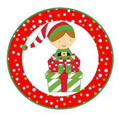 a red and green christmas ornament with a boy holding a camera