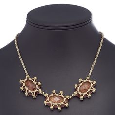 Ready-to-wear jewelry is great for counter sales or giving as a gift. Gold-finished brass and steel necklace features copper-colored faceted resin cabochons. Necklace Resin, Steel Necklace, Copper Color, Everyday Jewelry, Lobster Claw, Gift Necklace, Ready To Wear, Copper, Brass